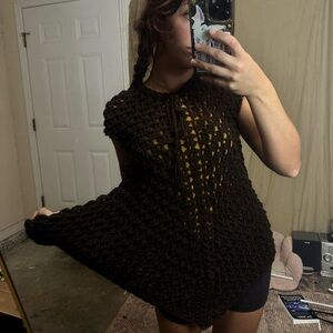 Elegant Brown Knit Sweater